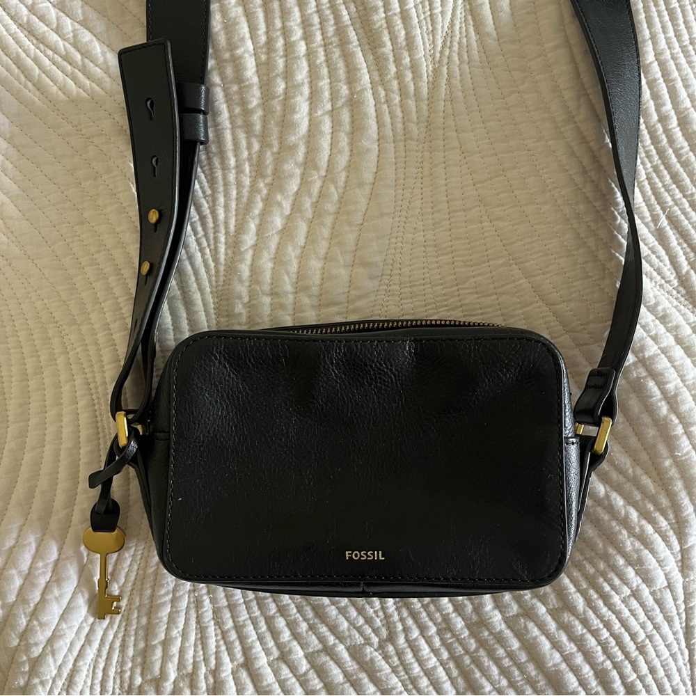 Fossil Black Leather Crossbody Bag - Picture 3 of 5